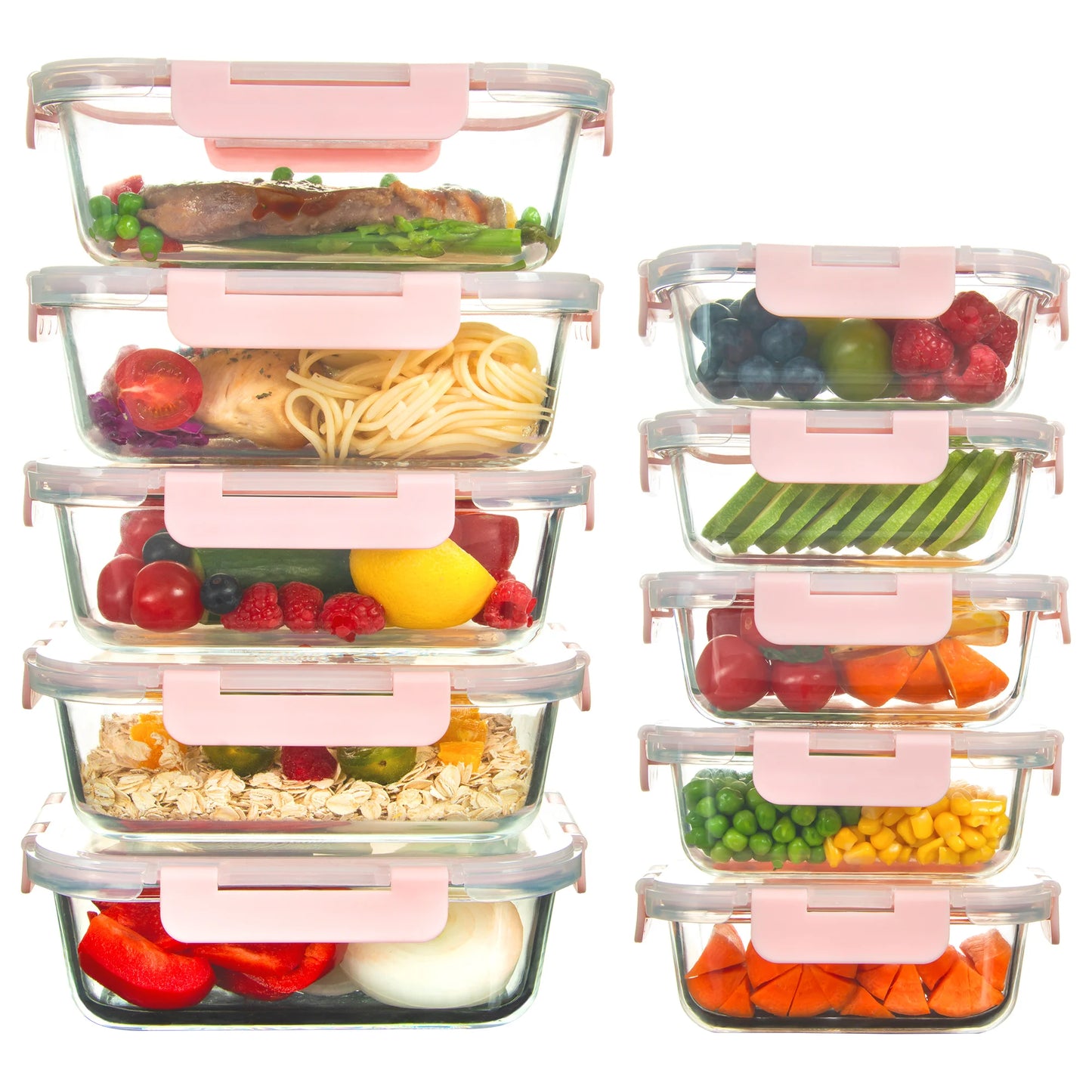 10 Pack Orange Food Storage Container Set, Glass Meal Prep Containers with Lids, Microwave, Freezer and Dishwasher