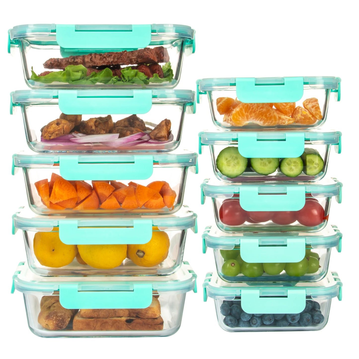 10 Pack Orange Food Storage Container Set, Glass Meal Prep Containers with Lids, Microwave, Freezer and Dishwasher