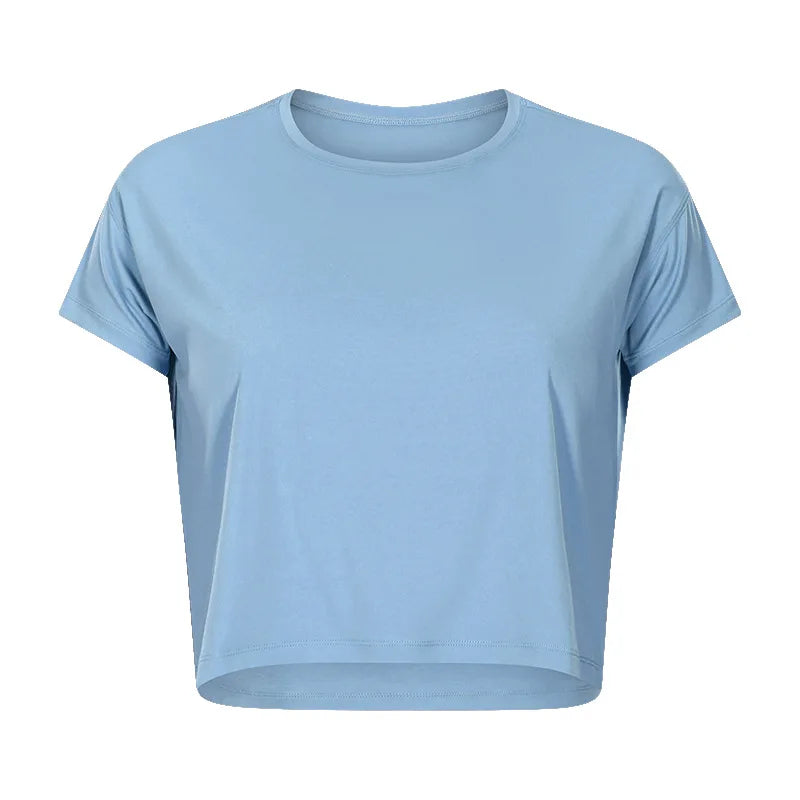Loose Blouses Women Seamless Sport t-Shirts Sexy Yoga Crop Running Shirts Fitness Gym Crop Tops