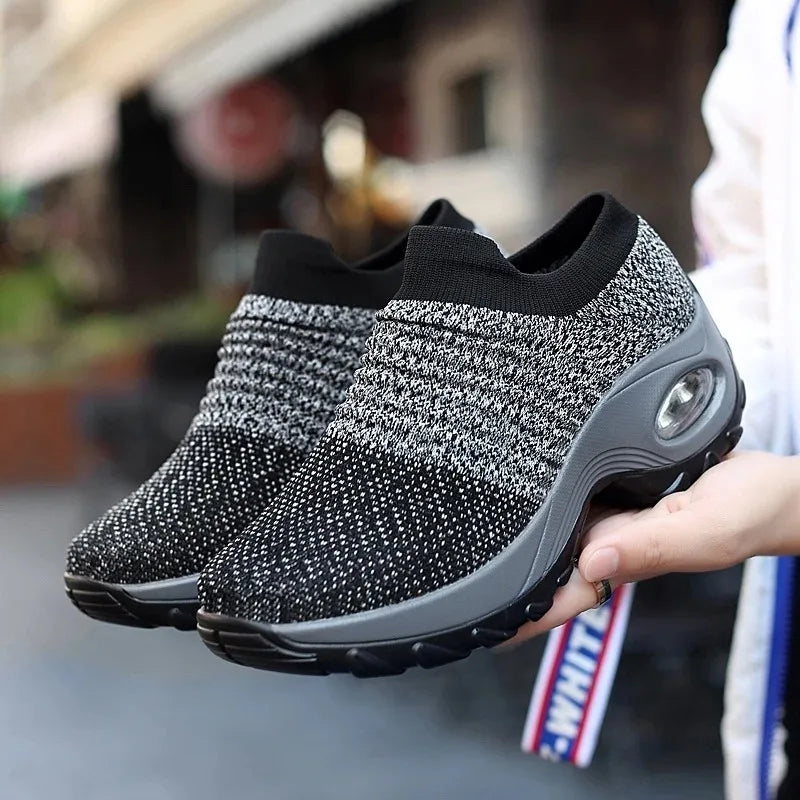 Women Running Trainning Sneakers Female Air Cushion Causal Sport Shoes Slip On Walking Sock