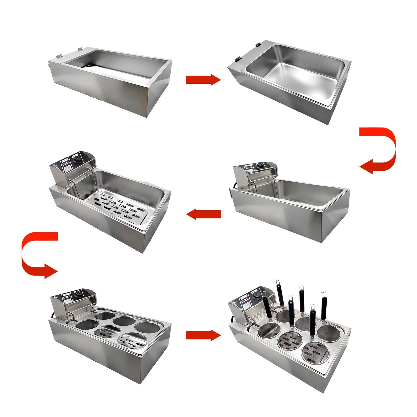 Noodle Cooking Machine 1500W 6-Holes Commercial Electric Pasta Stove Stainless Steel Noodle Cooker Machine for Restraunt