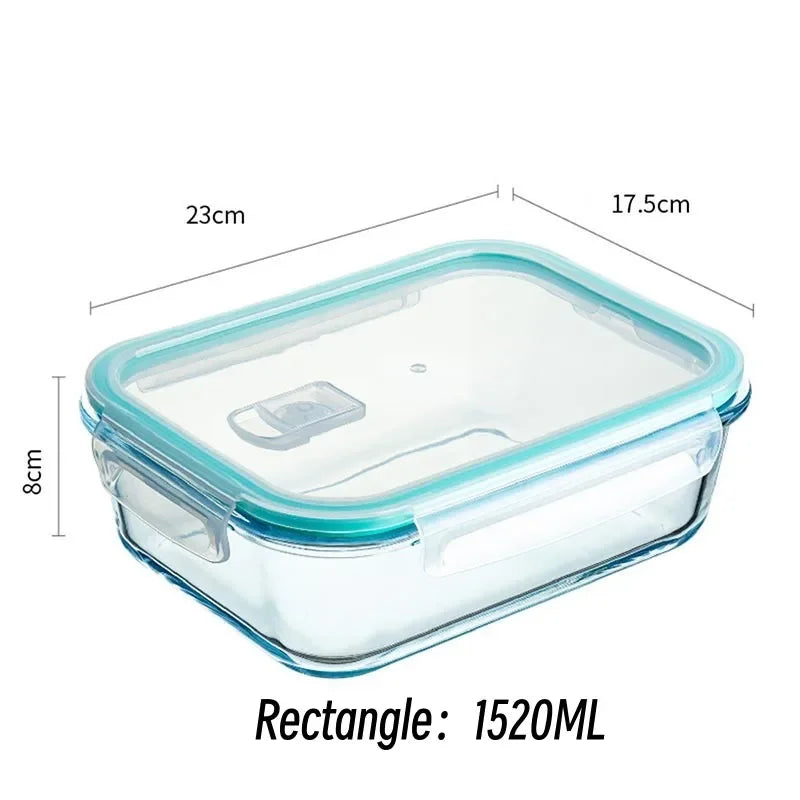 High Borosilicate Glass Lunch Box Microwave Heating Sealed Bento Boxes