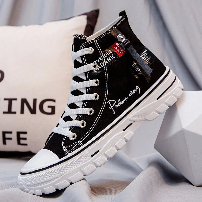 Fashion Style Footwear Men's Shoes Casual Non-slip Wear-resistant High Top Breathable Canvas