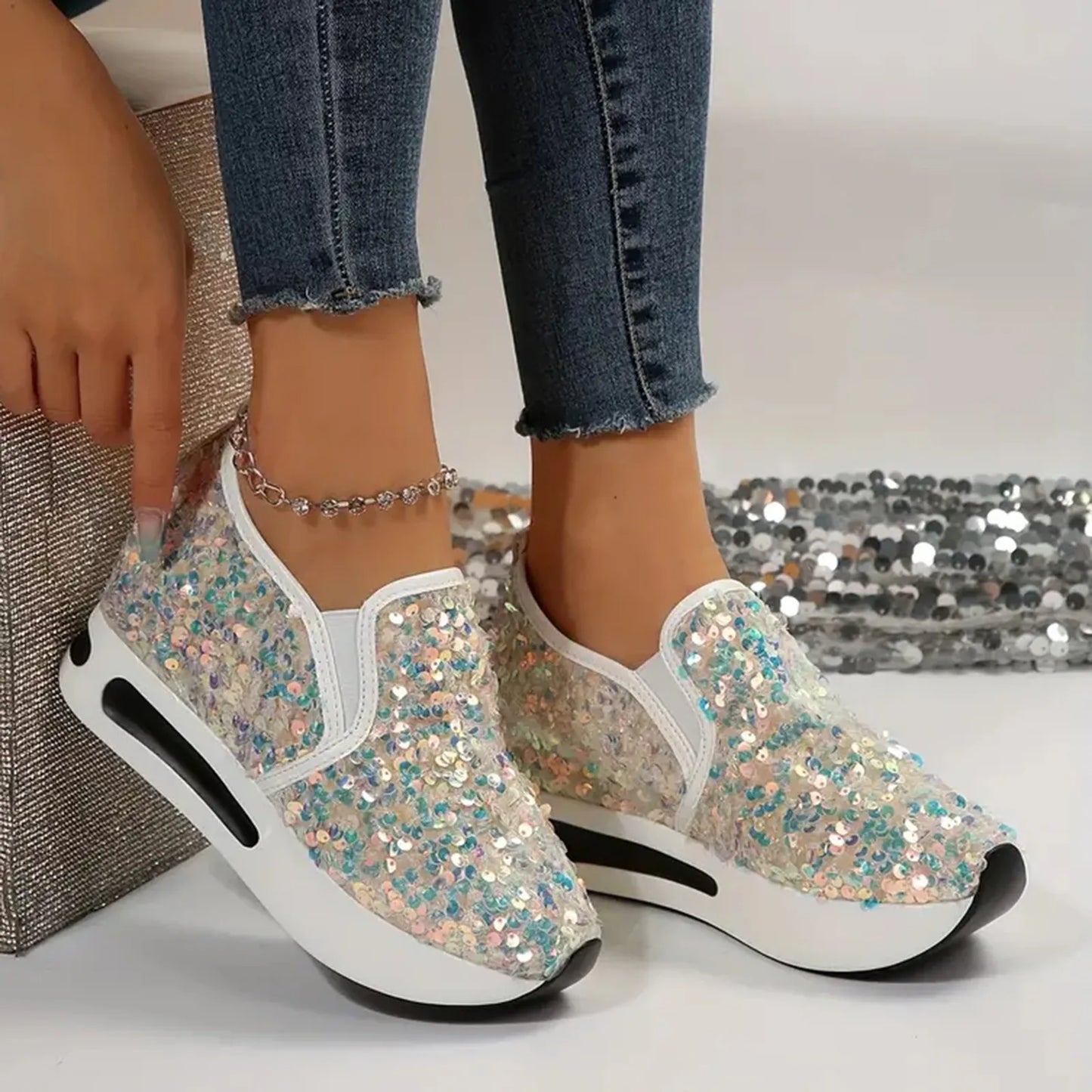 Sneakers Women Sequines Shoes
