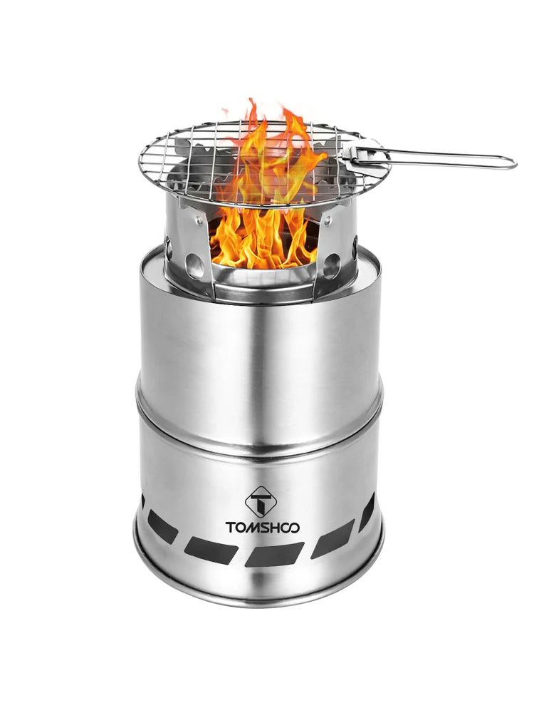 Portable Folding Windproof Wood Burning Stove Compact Stainless Steel