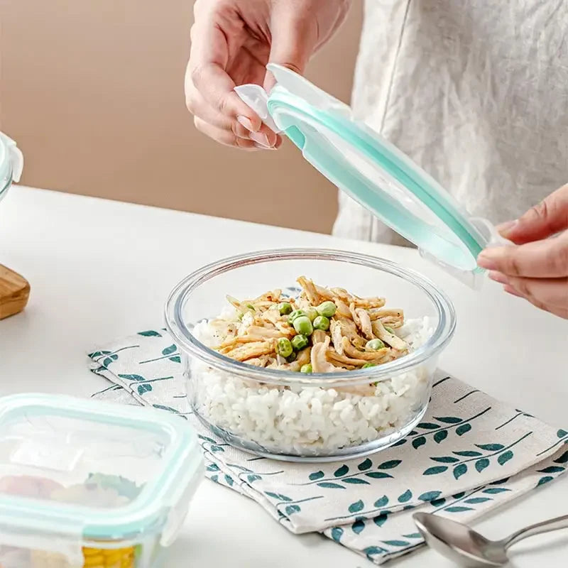 High Borosilicate Glass Lunch Box Microwave Heating Sealed Bento Boxes