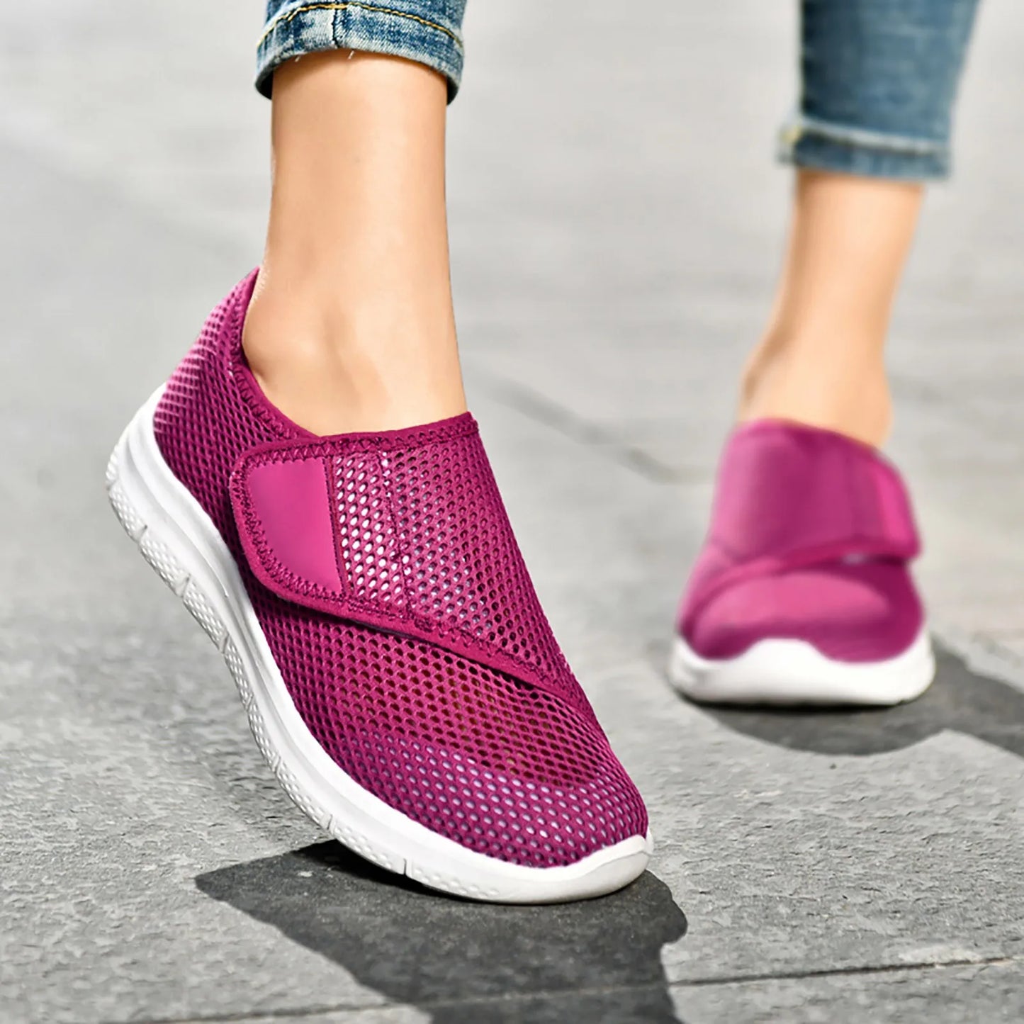 Women Slip On Sneaker Breathable Walking Shoes, For Swollen Feet Soft Sole Flats
