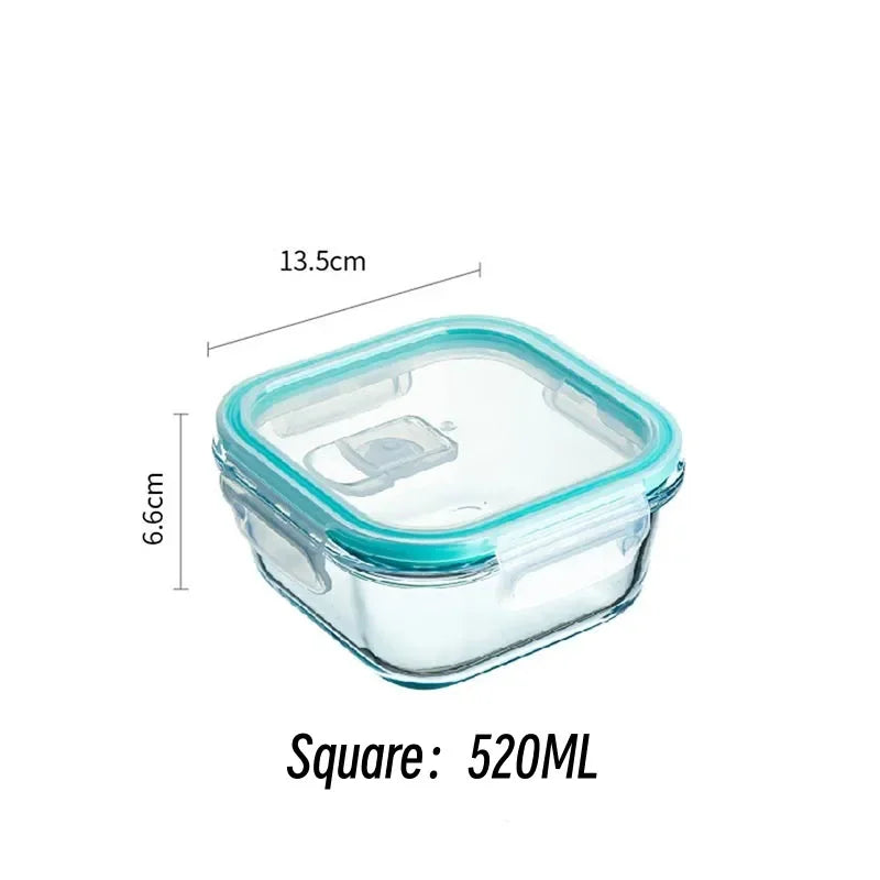 High Borosilicate Glass Lunch Box Microwave Heating Sealed Bento Boxes