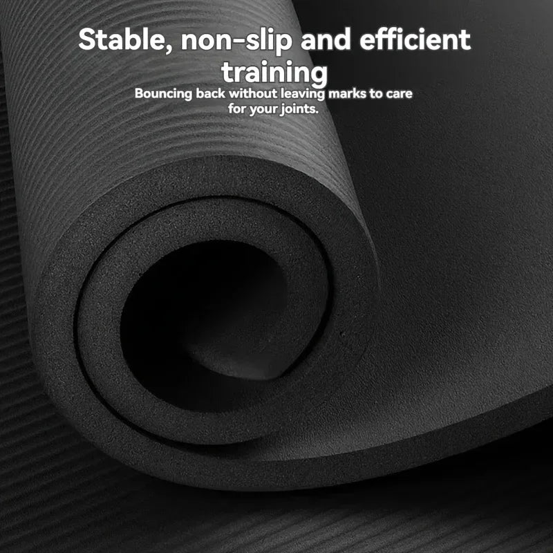 1 thick non-slip black yoga mat - durable NBR rubber