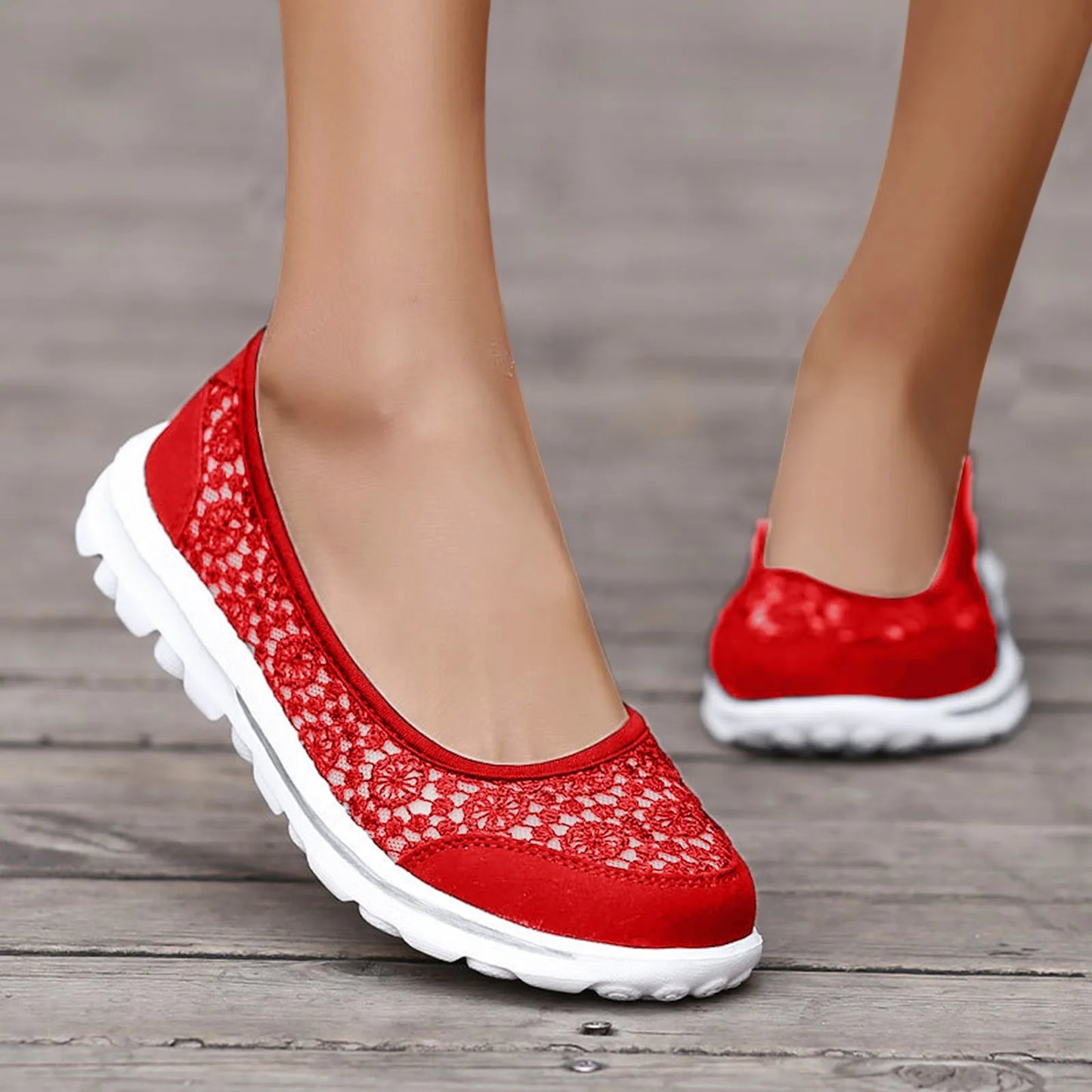 Women Breathable Lace Up Shoes Lightweight Mesh Work Shoes