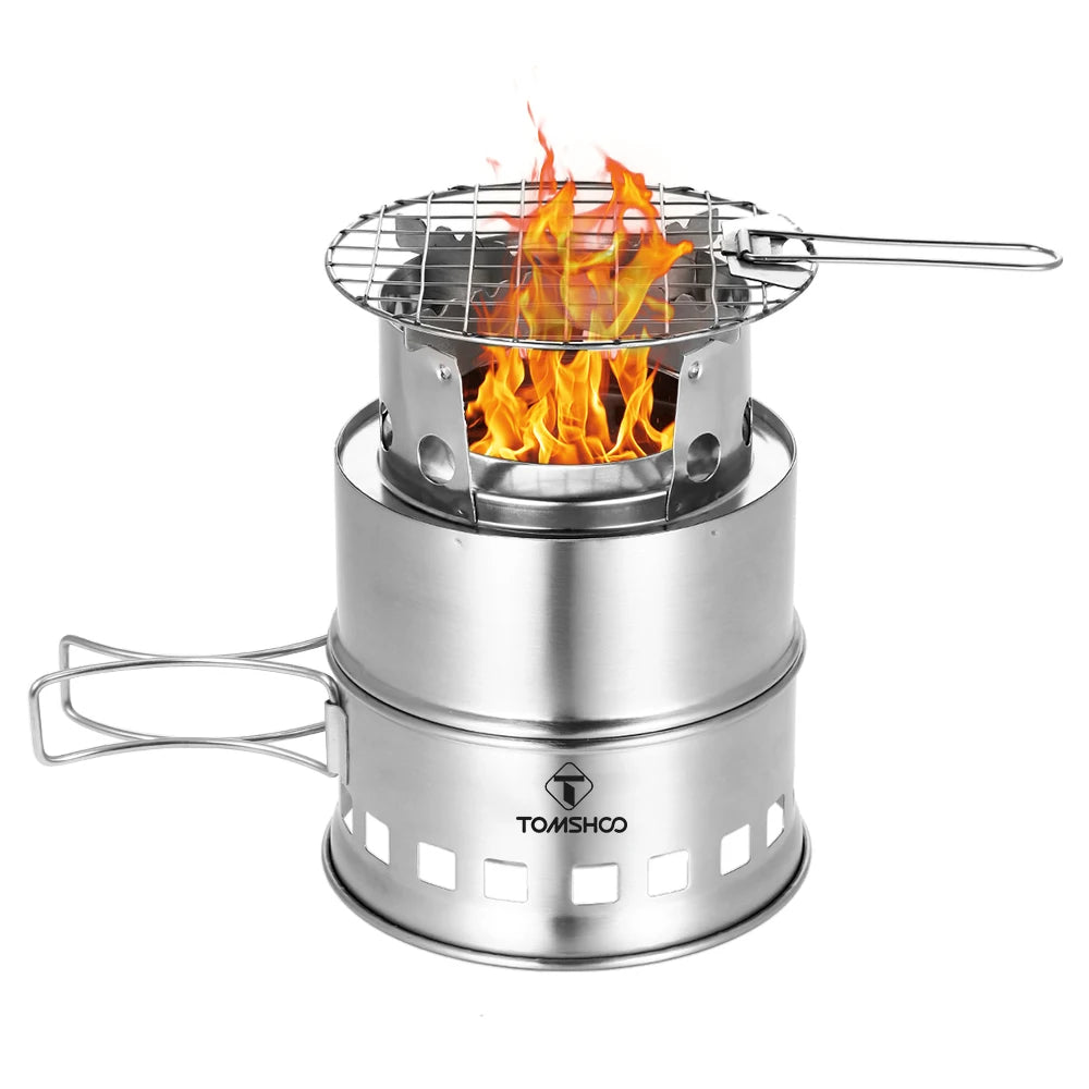 Portable Folding Windproof Wood Burning Stove Compact Stainless Steel