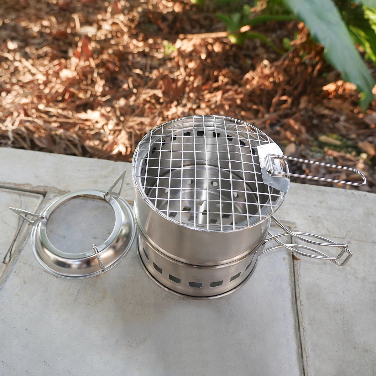 Portable Folding Windproof Wood Burning Stove Compact Stainless Steel