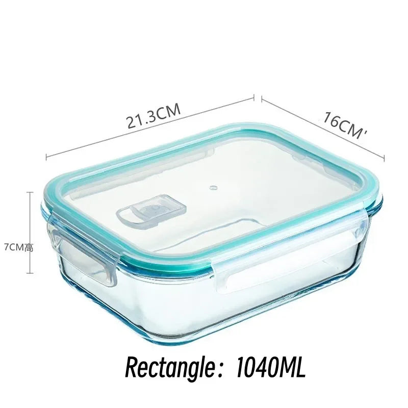 High Borosilicate Glass Lunch Box Microwave Heating Sealed Bento Boxes