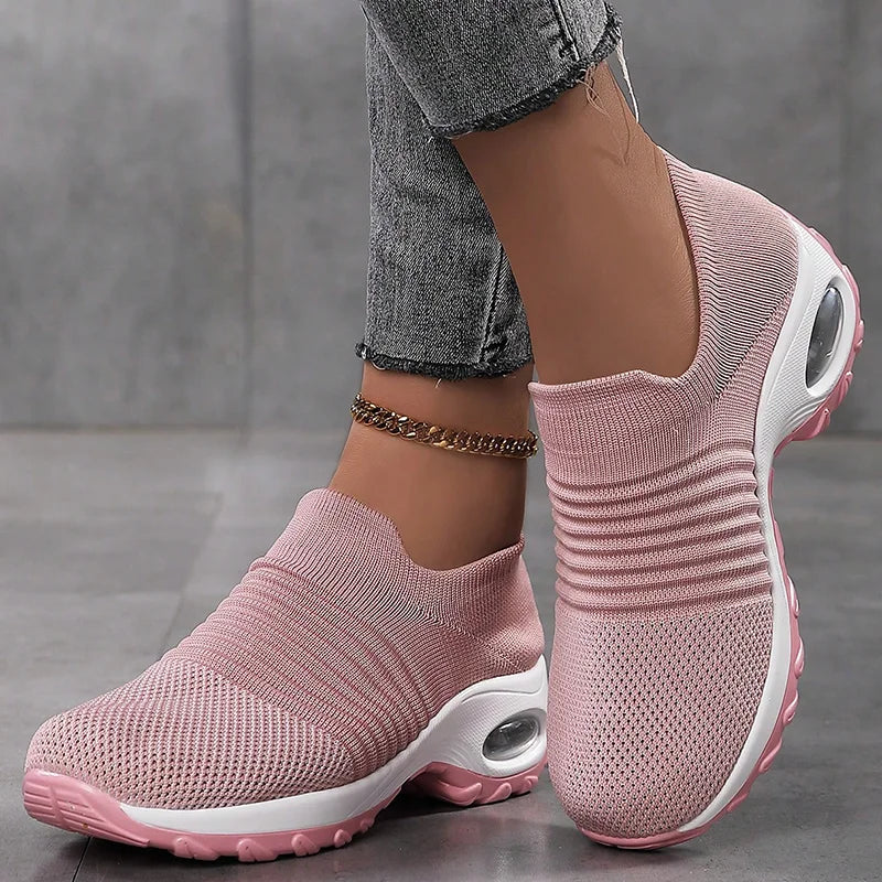 Women Running Trainning Sneakers Female Air Cushion Causal Sport Shoes Slip On Walking Sock