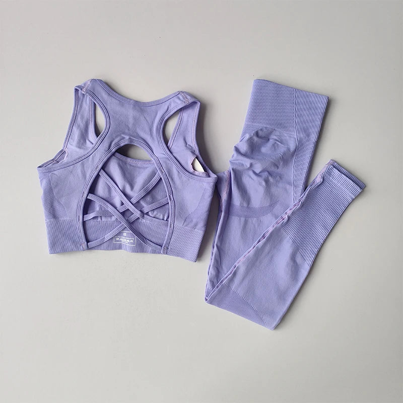 2PCS Sports Bra Women's Set Professional Fitness Tank Top Bra Shockproof