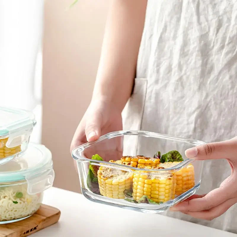 High Borosilicate Glass Lunch Box Microwave Heating Sealed Bento Boxes