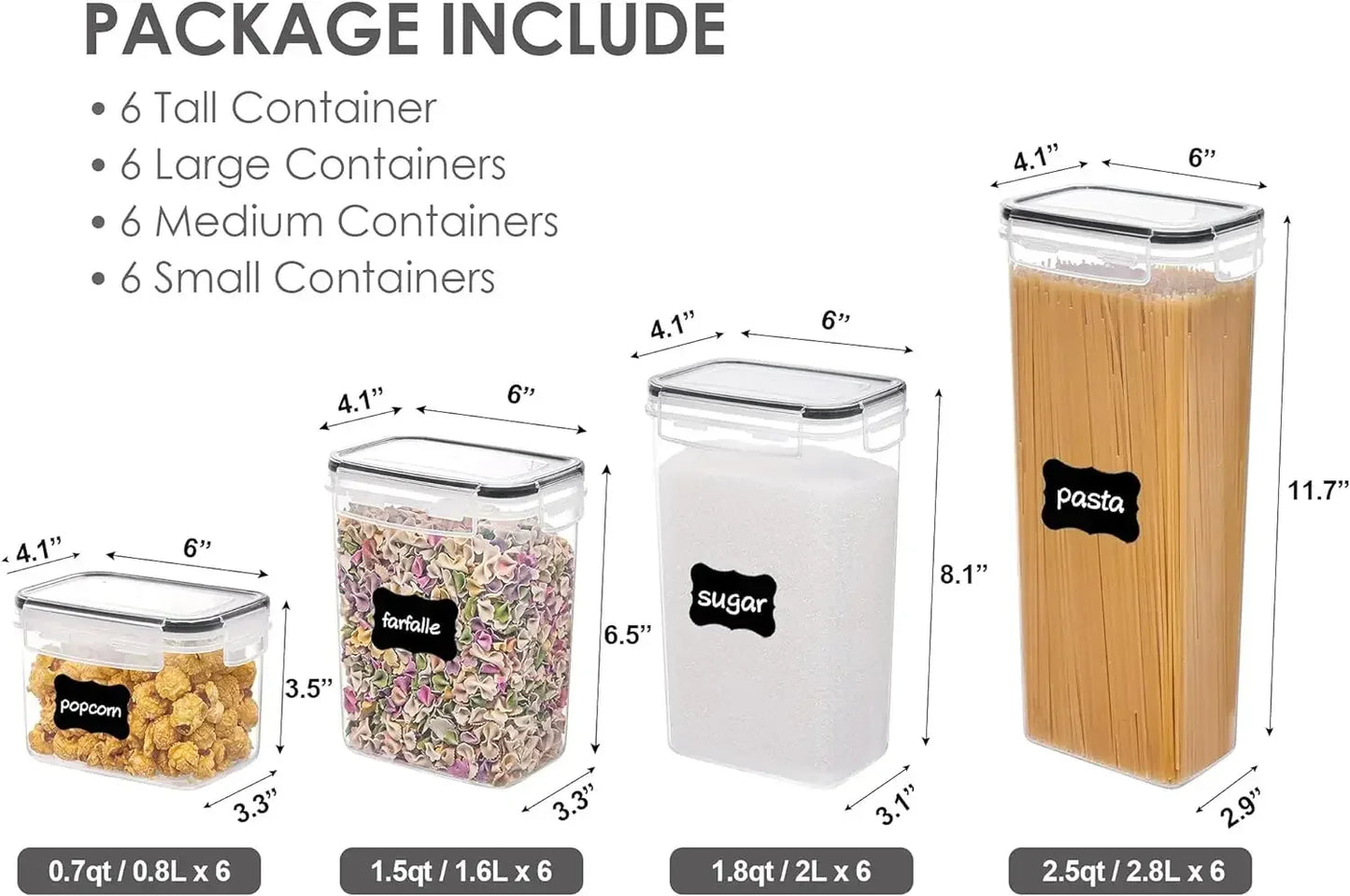Airtight Food Storage Containers with Lids, 24 pcs Plastic Kitchen and Pantry