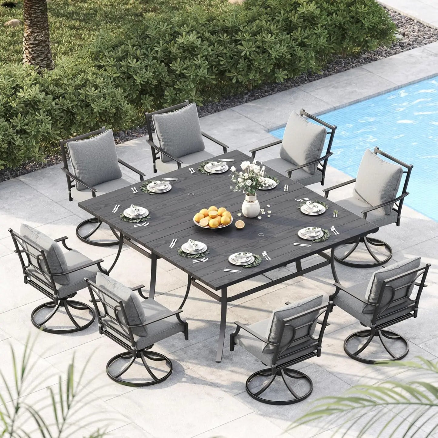 10 Piece Patio Dining Set for 8 Coated Outdoor Dining