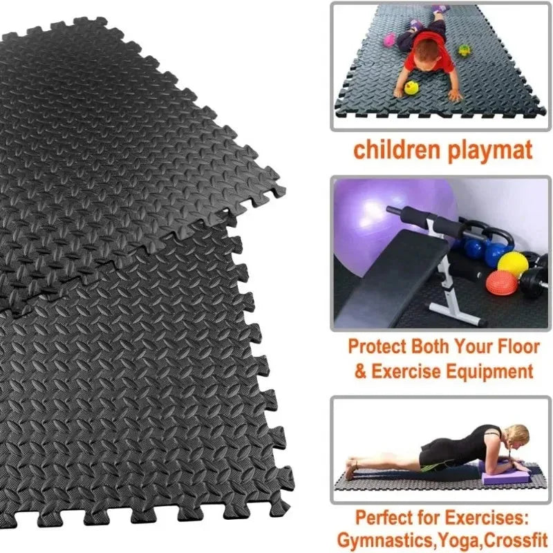 1-16PCS 30*30cm Sports Gym Protection EVA Leaf Grain Floor Mats