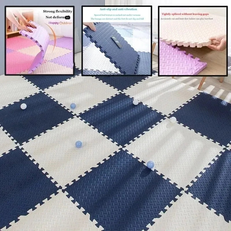 1-16PCS 30*30cm Sports Gym Protection EVA Leaf Grain Floor Mats