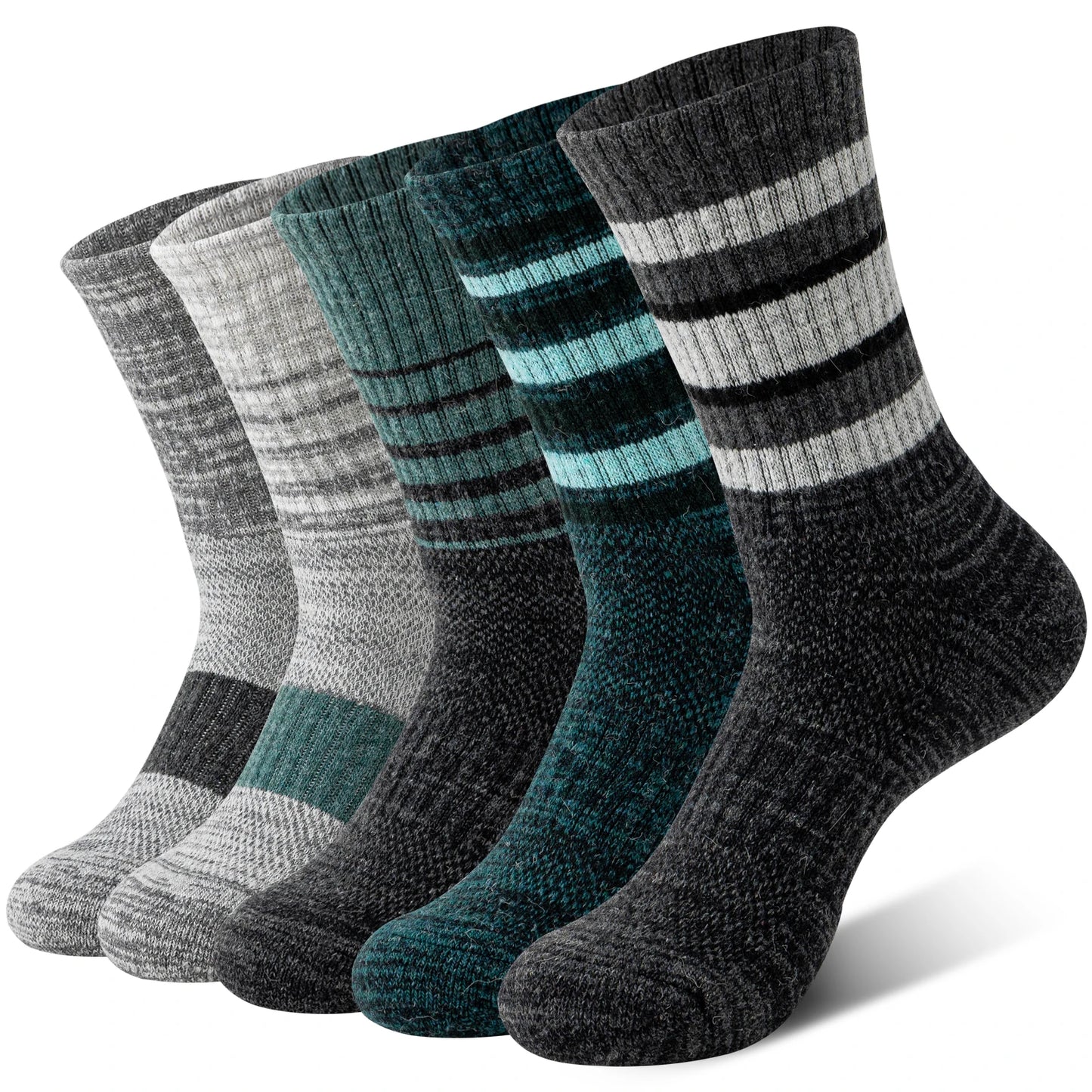 5 Pairs of Merino Wool Hiking Socks, Outdoor Long Socks,