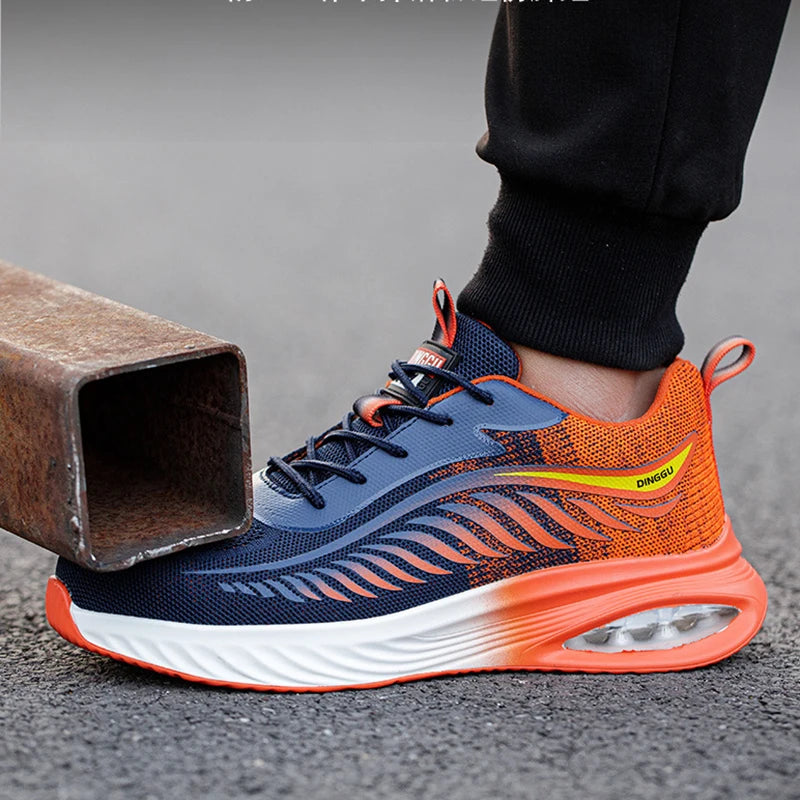 OULYLAN Mens Work Safety Shoes Summer Breathable Sneakers