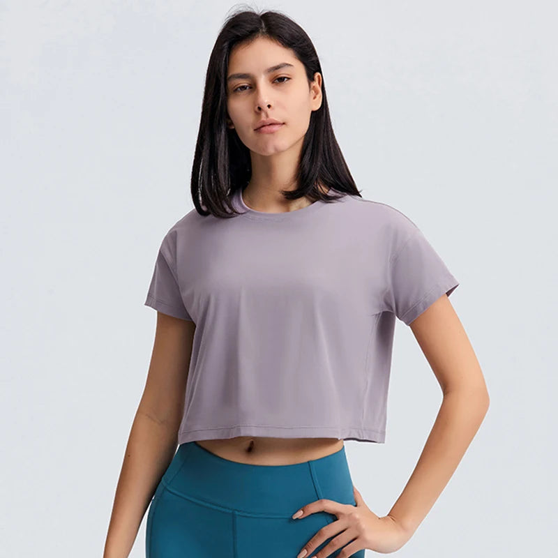 Loose Blouses Women Seamless Sport t-Shirts Sexy Yoga Crop Running Shirts Fitness Gym Crop Tops