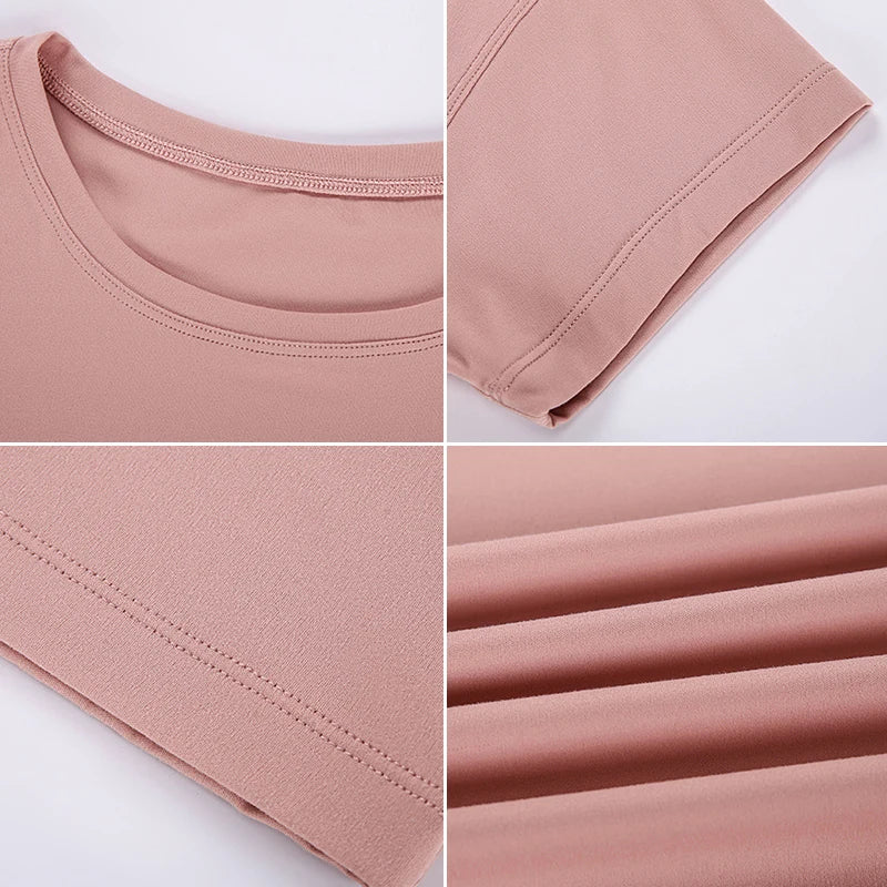 Loose Blouses Women Seamless Sport t-Shirts Sexy Yoga Crop Running Shirts Fitness Gym Crop Tops