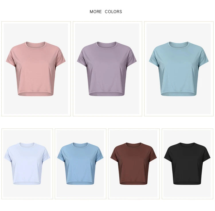 Loose Blouses Women Seamless Sport t-Shirts Sexy Yoga Crop Running Shirts Fitness Gym Crop Tops