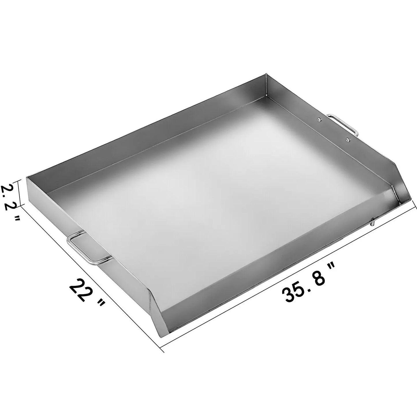 VEVOR Stainless Steel Griddle Flat Top Grill Frying Pan with Handles