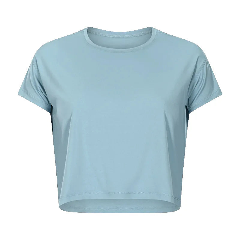 Loose Blouses Women Seamless Sport t-Shirts Sexy Yoga Crop Running Shirts Fitness Gym Crop Tops