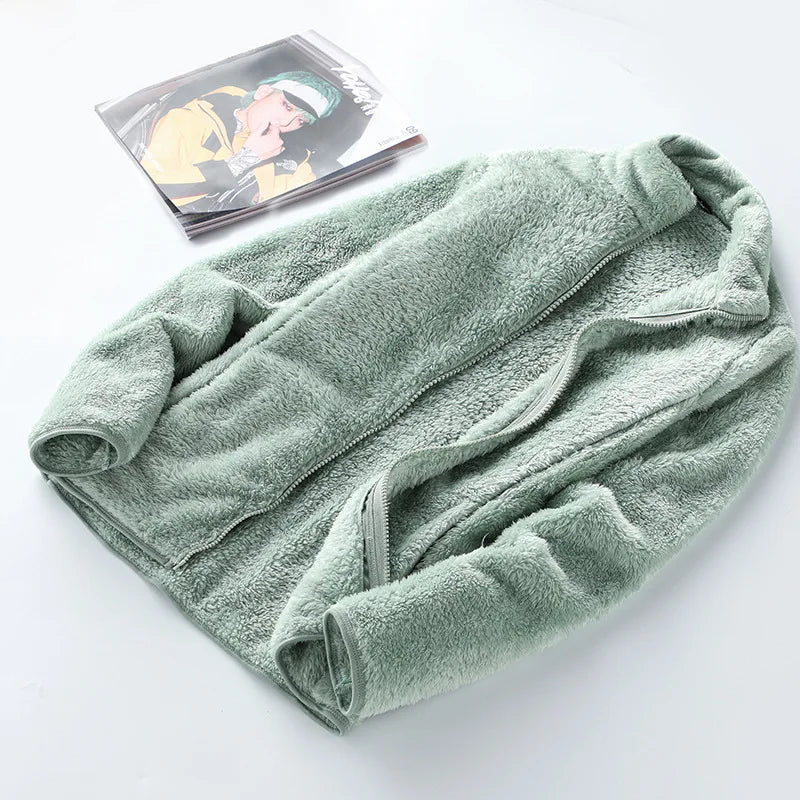Autumn Winter Thermal Fleece Jacket Men Women Outdoor Warm Sport Running Sweater Coat Activewear