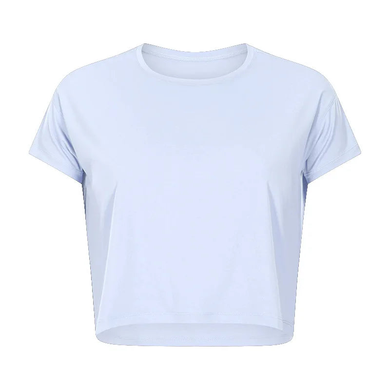 Loose Blouses Women Seamless Sport t-Shirts Sexy Yoga Crop Running Shirts Fitness Gym Crop Tops