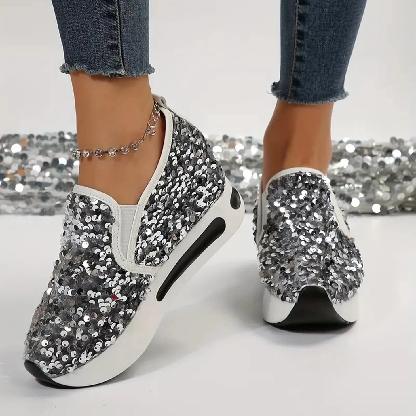 Sneakers Women Sequines Shoes