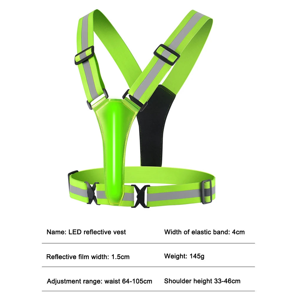 Vest USB Rechargeable Reflective Security Vest Adjustable Night Running Riding Clothing High