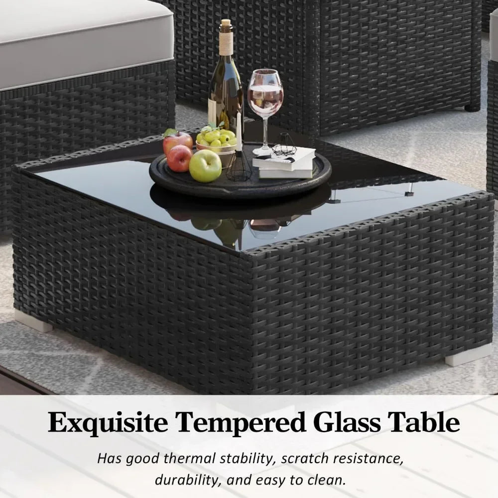 15 Piece Patio Furniture Set with Fire Pit Table, Outdoor Conversation