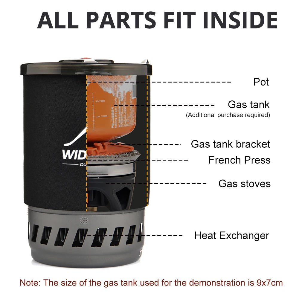 Widesea Camping Cooking System with Heat Exchanger Outdoor Gas Stove Burner Tourist