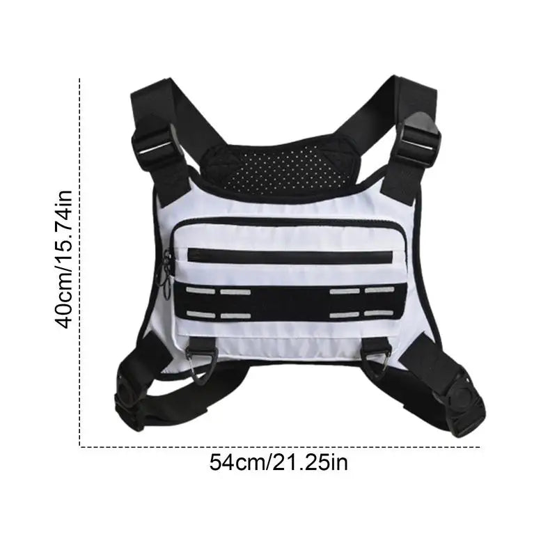 Chest Bag Running, Vest Bag Reflective, Chest Pack With Phone Holder Breathable Cycling