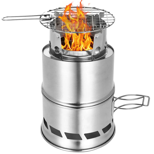 Portable Folding Windproof Wood Burning Stove Compact Stainless Steel