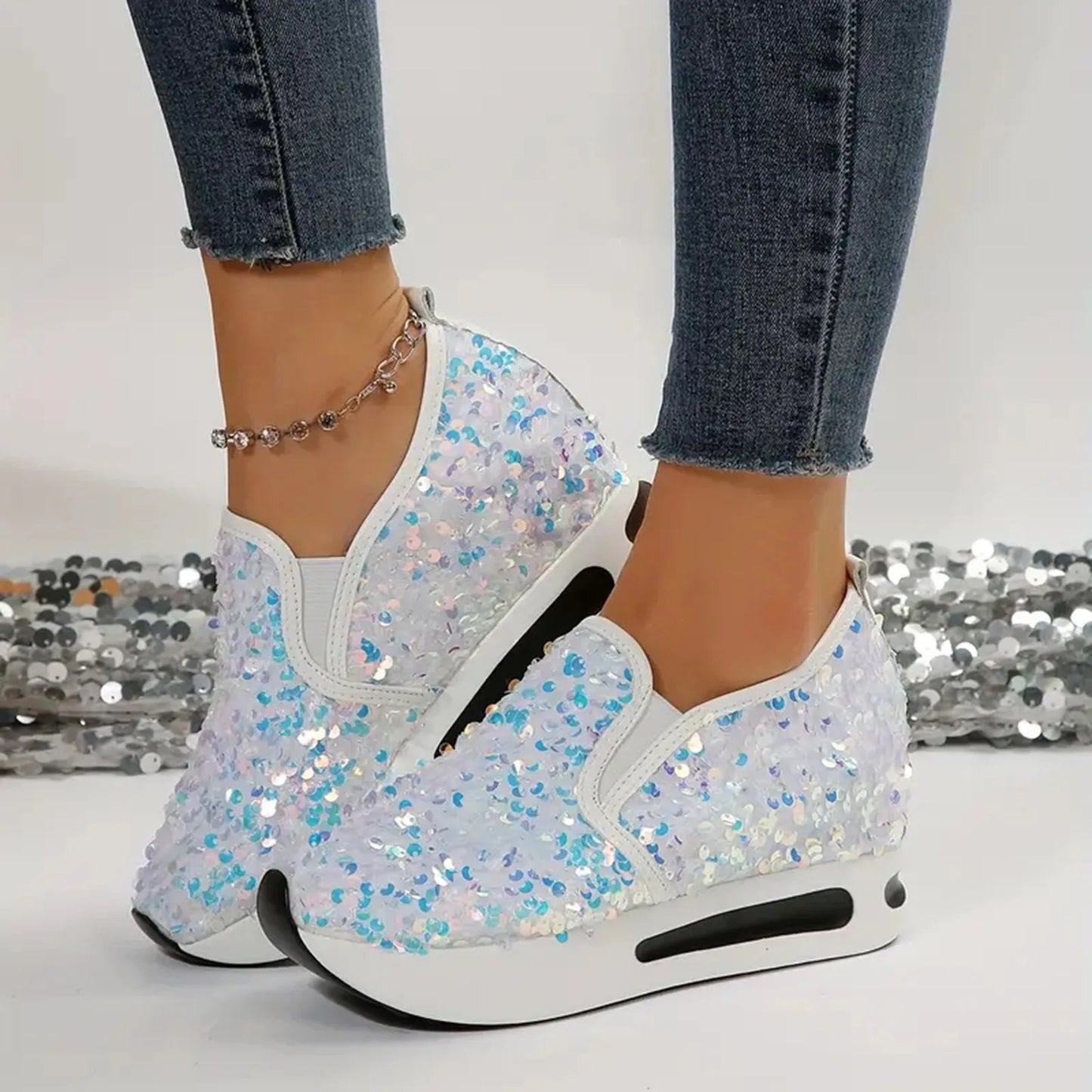 Sneakers Women Sequines Shoes