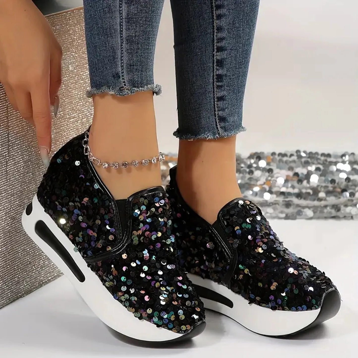 Sneakers Women Sequines Shoes