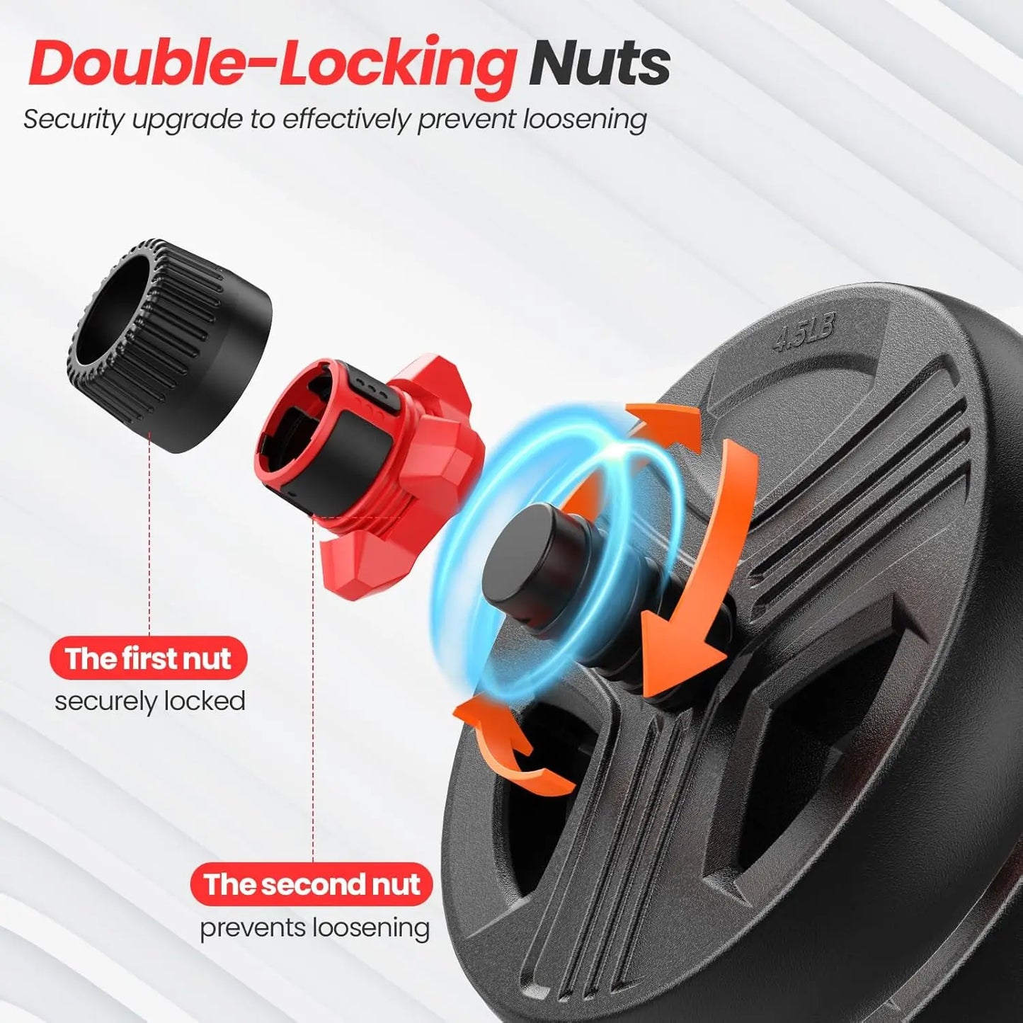 dumbbell set,10/20/35/45/55/70/90lbs Free Weights set with upgraded nut,