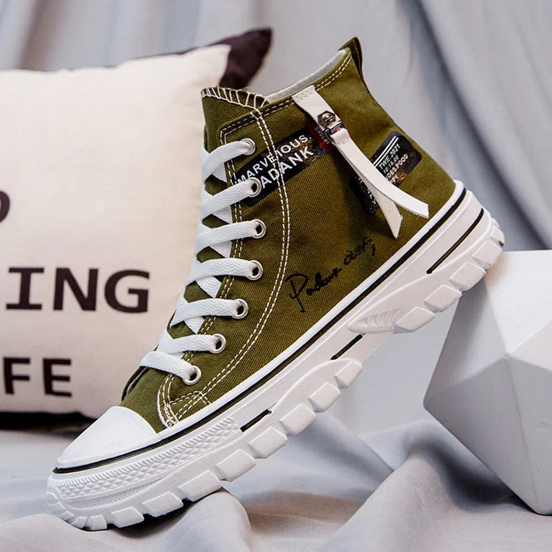 Fashion Style Footwear Men's Shoes Casual Non-slip Wear-resistant High Top Breathable Canvas