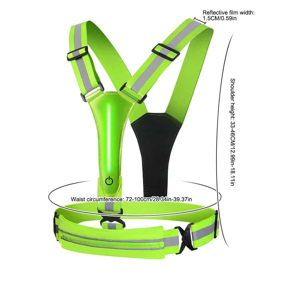 LED Reflective Vest Light Up Running, Cycling Safety Vest USB Rechargeable 3 Light Modes for Night Running