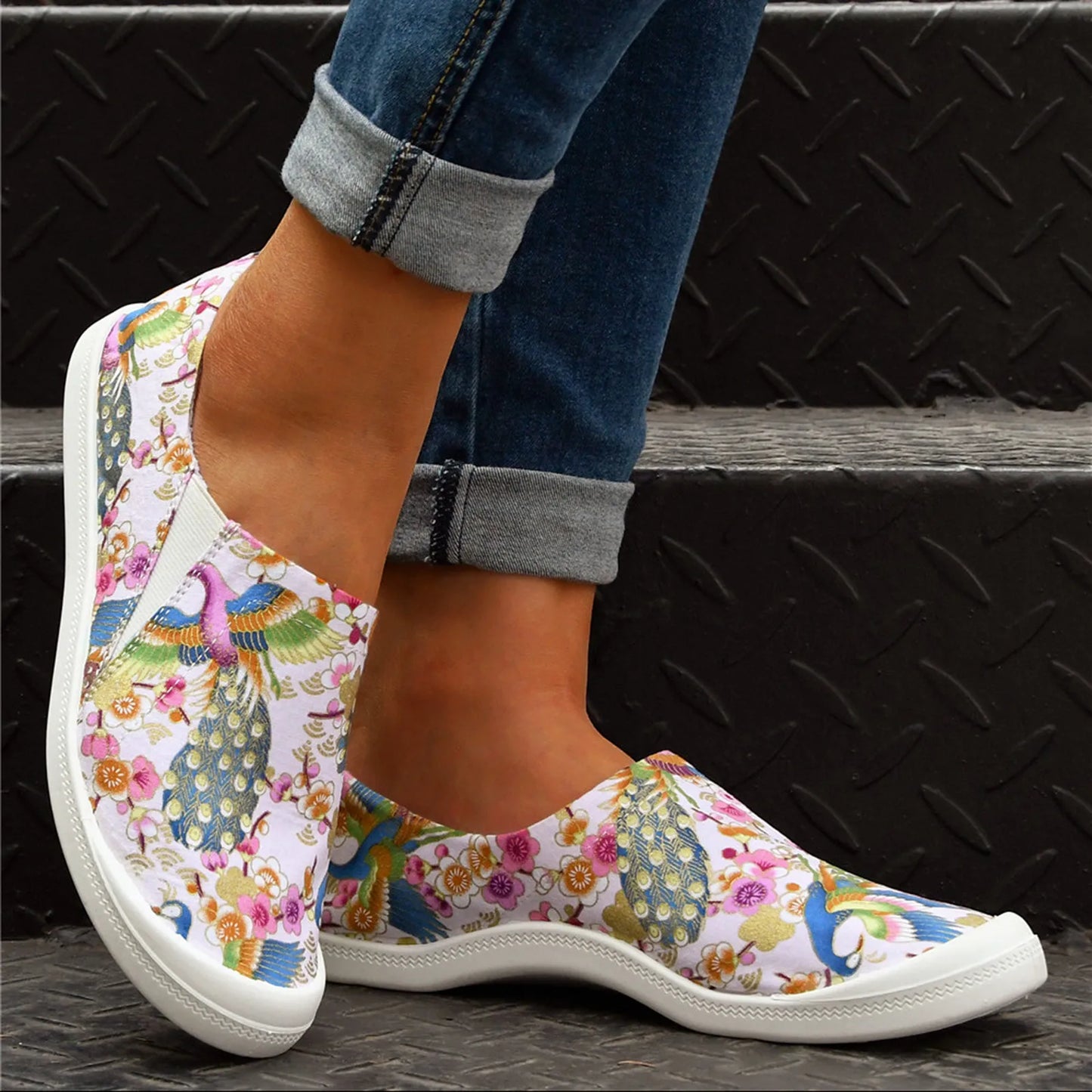 Summer Women Flat Slip On Sneakers Canvas Shoes