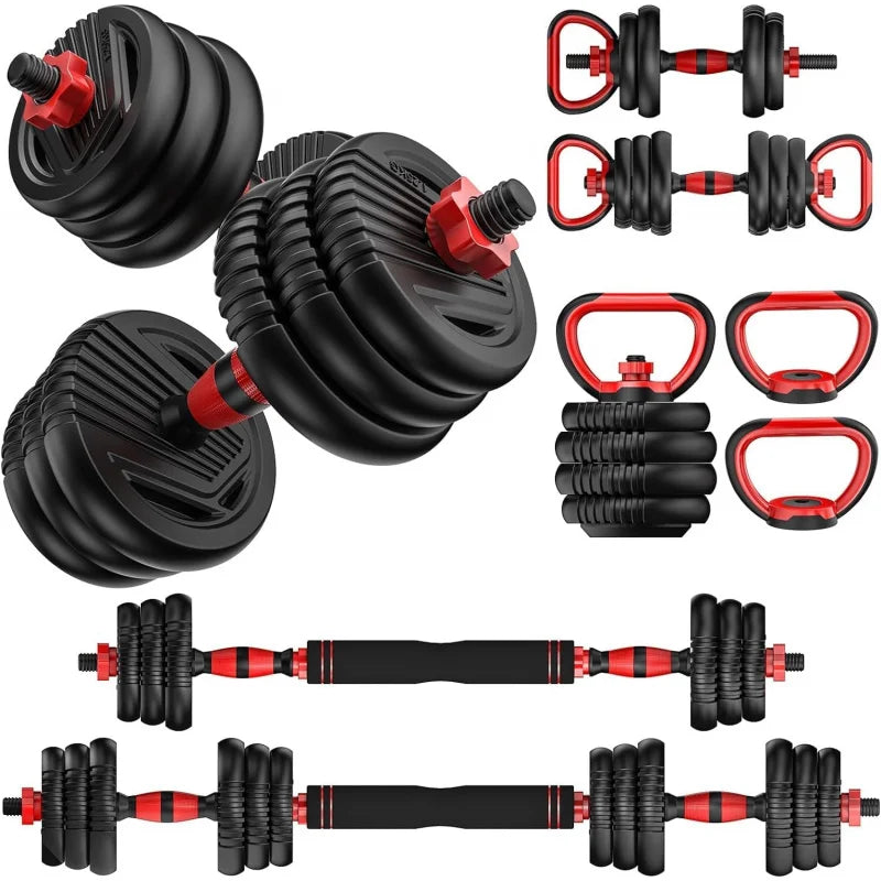 AQAdjustable ,10/25/35/55/70/90lbs Free Weight with Connector,4 in1 Dumbbells