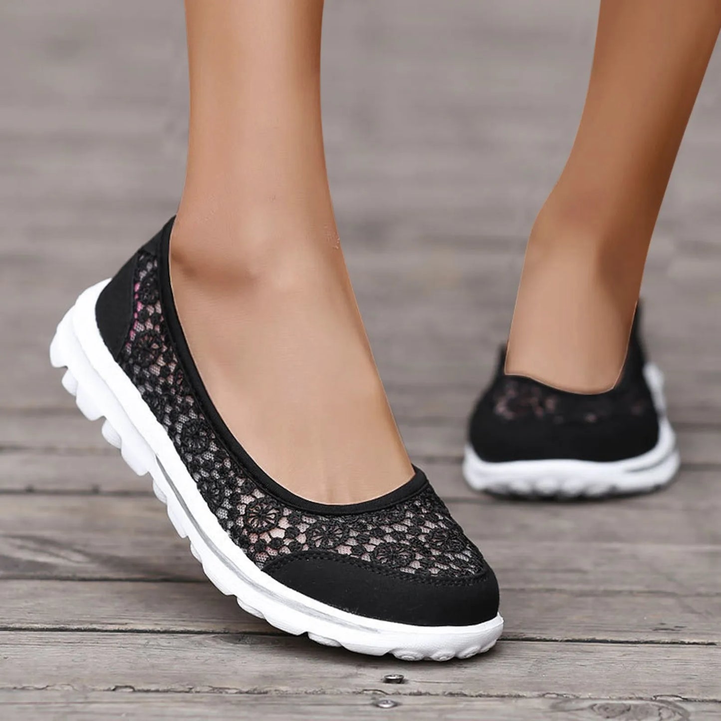 Women Breathable Lace Up Shoes Lightweight Mesh Work Shoes