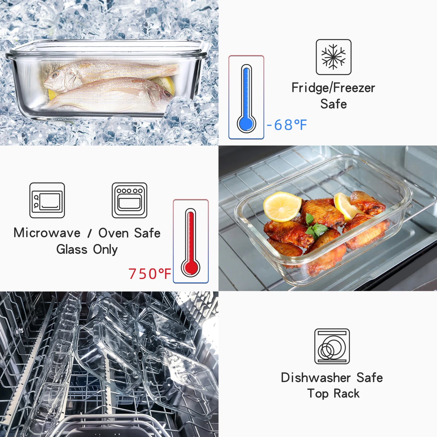 Glass Food Storage Containers with Lids, [24 Piece] Meal Prep Containers for Food Storage.