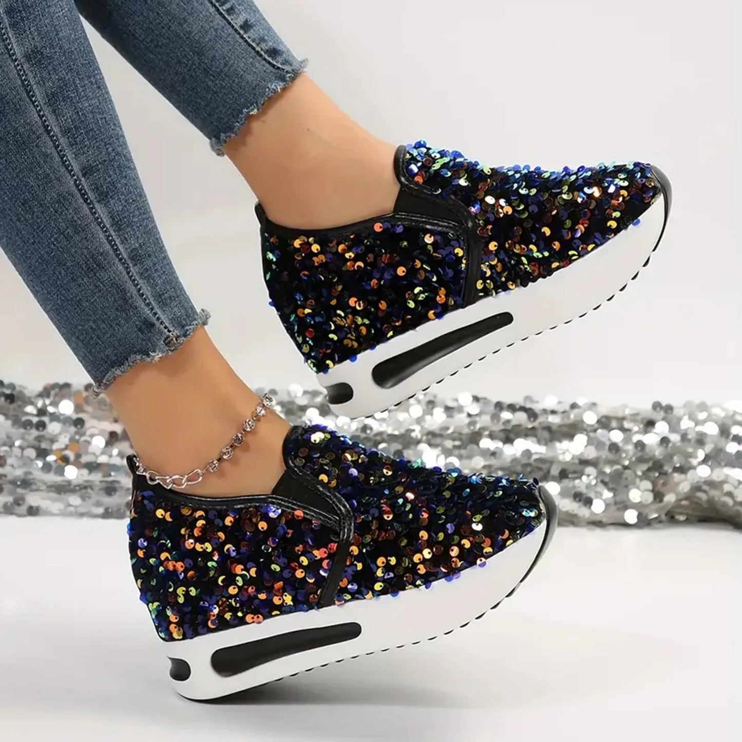 Sneakers Women Sequines Shoes