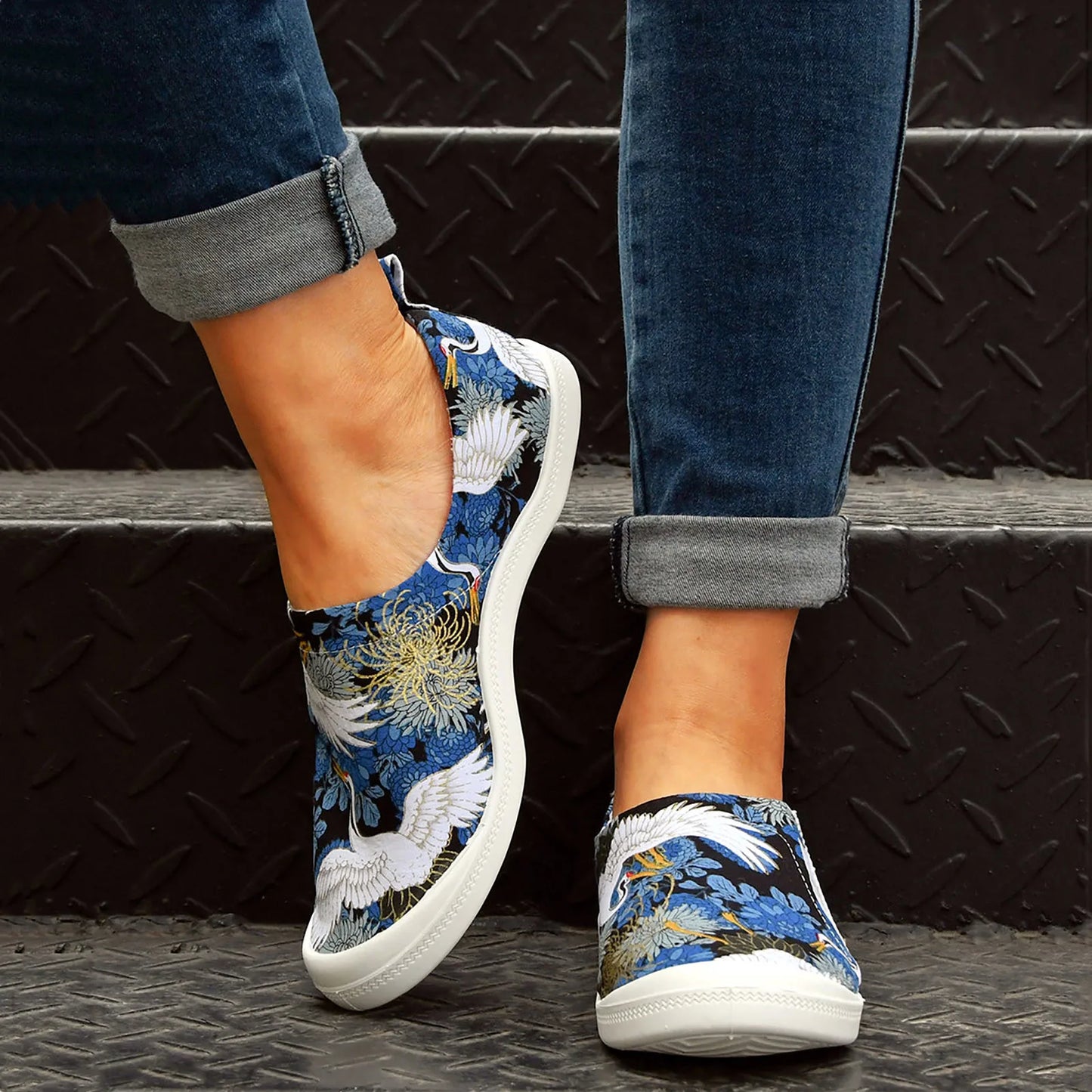Summer Women Flat Slip On Sneakers Canvas Shoes